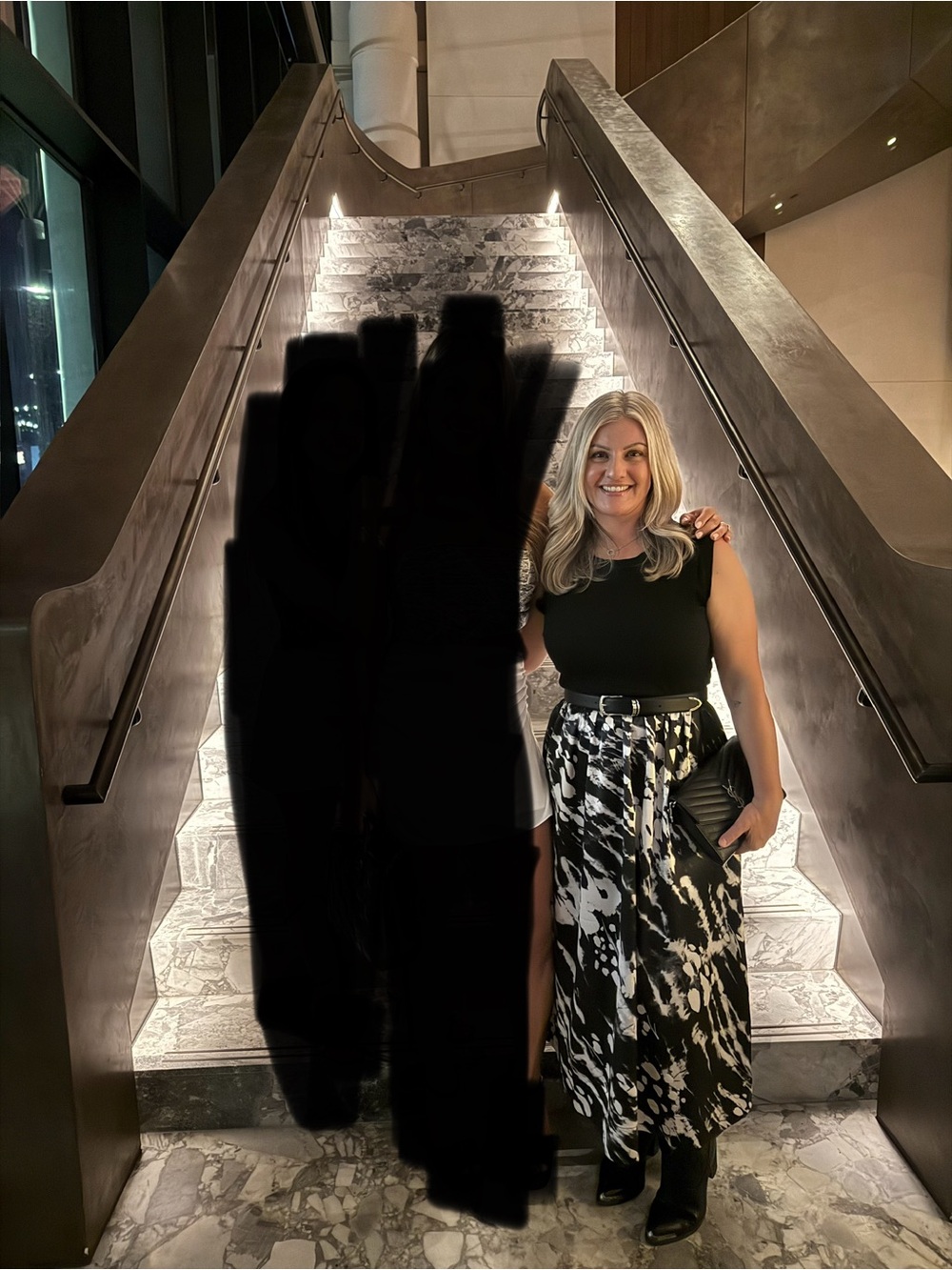 Michael Stars Black & White Abstract Tie-Dye Maxi Dress